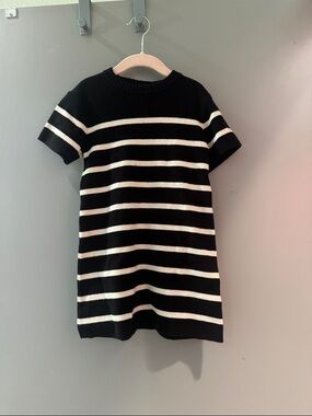 Zara Black and White Striped Knit Kids Dress